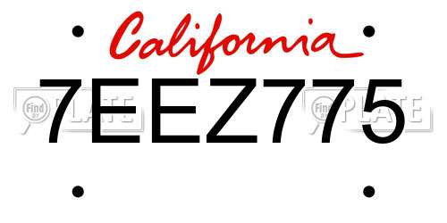 7EEZ775 California License Plate