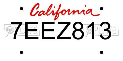 7EEZ813 California License Plate
