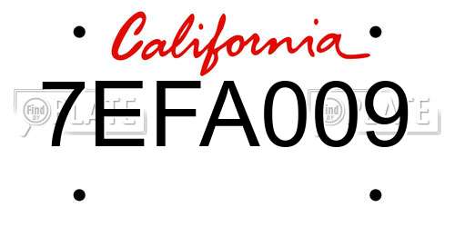 7EFA009 California License Plate