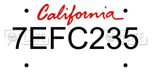 7EFC235 California License Plate