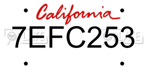 7EFC253 California License Plate