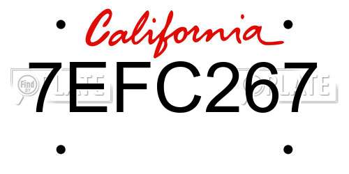 7EFC267 California License Plate