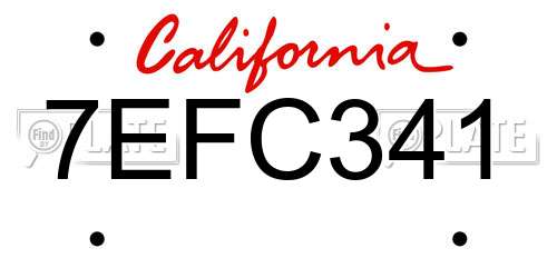 7EFC341 California License Plate
