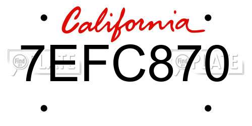 7EFC870 California License Plate
