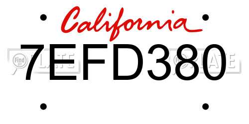 7EFD380 California License Plate