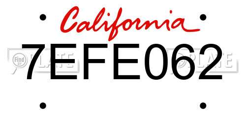 7EFE062 California License Plate