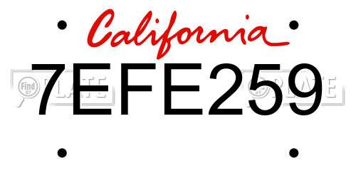 7EFE259 California License Plate