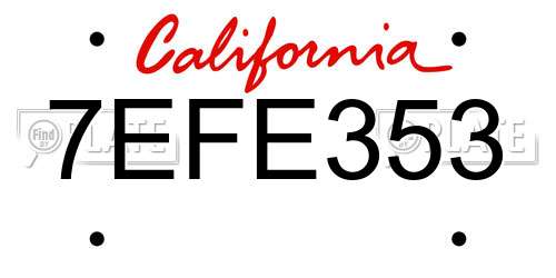 7EFE353 California License Plate