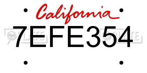 7EFE354 California License Plate