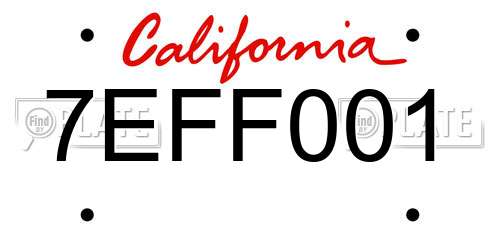 7EFF001 California License Plate