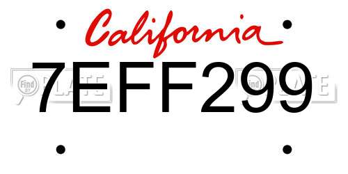 7EFF299 California License Plate