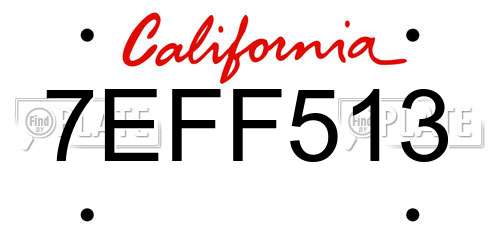 7EFF513 California License Plate