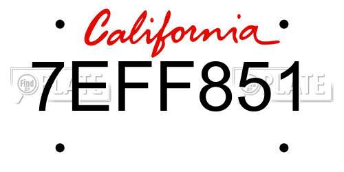 7EFF851 California License Plate