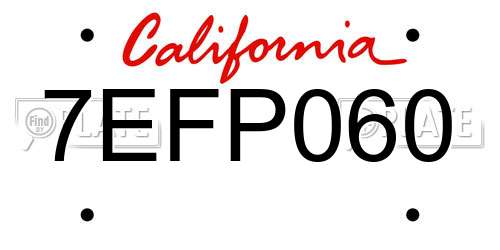 7EFP060 California License Plate