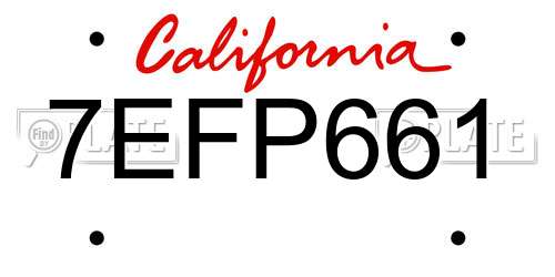 7EFP661 California License Plate