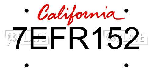 7EFR152 California License Plate
