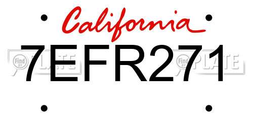 7EFR271 California License Plate