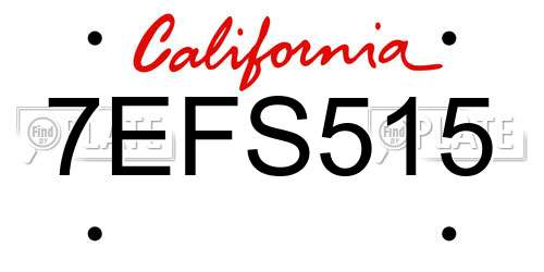 7EFS515 California License Plate