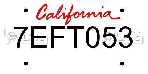 7EFT053 California License Plate