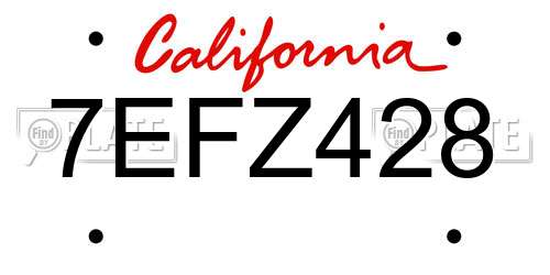 7EFZ428 California License Plate