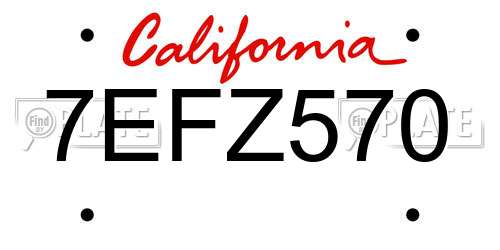 7EFZ570 California License Plate