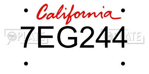 7EG244 California License Plate