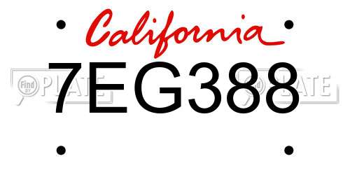 7EG388 California License Plate