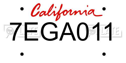 7EGA011 California License Plate
