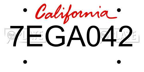 7EGA042 California License Plate