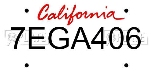 7EGA406 California License Plate