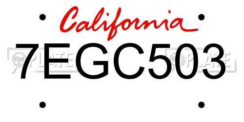 7EGC503 California License Plate