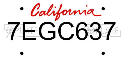 7EGC637 California License Plate