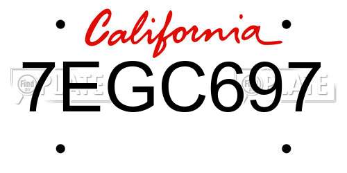 7EGC697 California License Plate