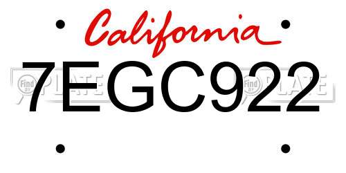 7EGC922 California License Plate