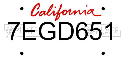 7EGD651 California License Plate