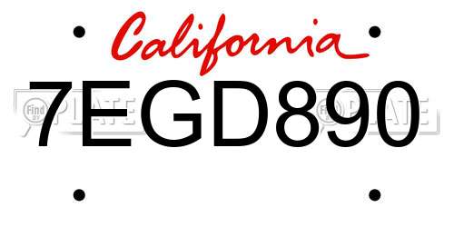 7EGD890 California License Plate