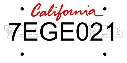 7EGE021 California License Plate