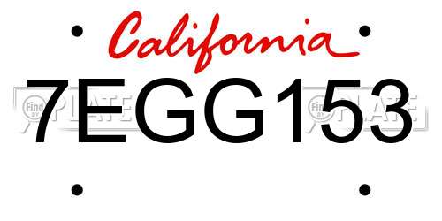 7EGG153 California License Plate
