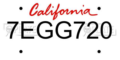 7EGG720 California License Plate