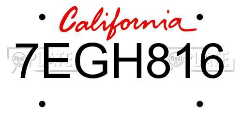 7EGH816 California License Plate