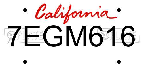 7EGM616 California License Plate