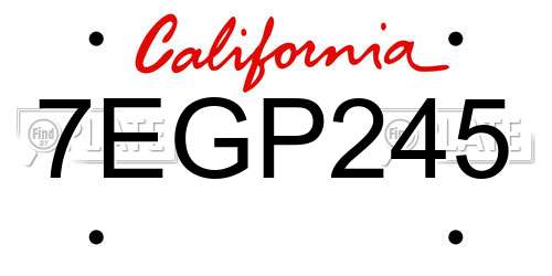 7EGP245 California License Plate