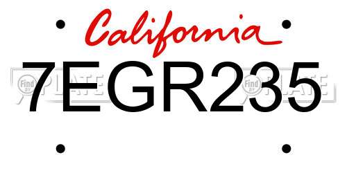 7EGR235 California License Plate