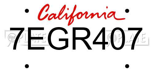 7EGR407 California License Plate