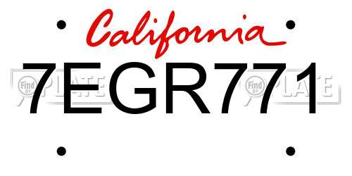 7EGR771 California License Plate