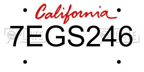 7EGS246 California License Plate