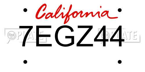 7EGZ44 California License Plate