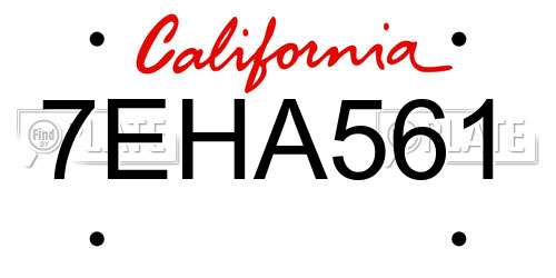 7EHA561 California License Plate