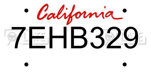 7EHB329 California License Plate