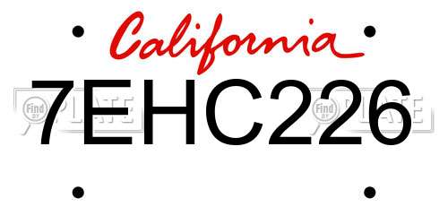 7EHC226 California License Plate
